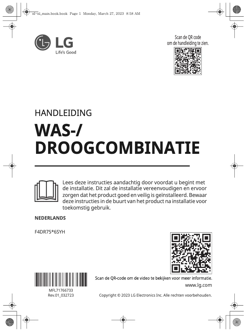 Page n°1 - Manuel utilisateur LG F4DR7596SYH