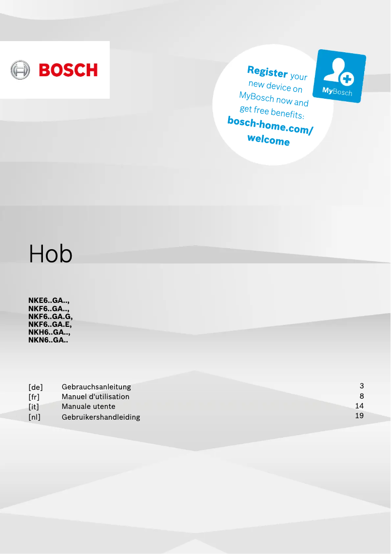Page 1 de la notice Manuel utilisateur Bosch Serie 4 MKH43SD0=