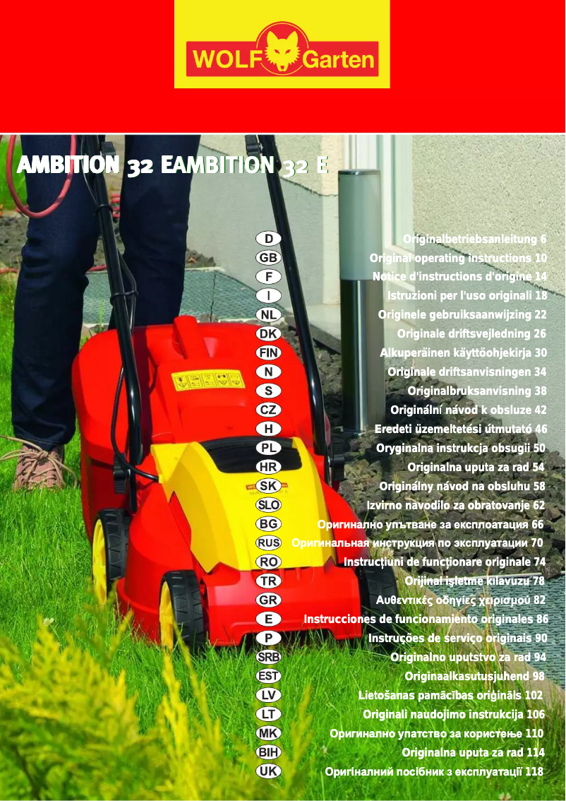 Page 1 de la notice Manuel utilisateur Wolf Garten Ambition 32 E