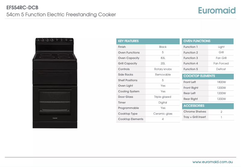 Page n°1 - Fiche technique Euromaid EFS54RC-DCB