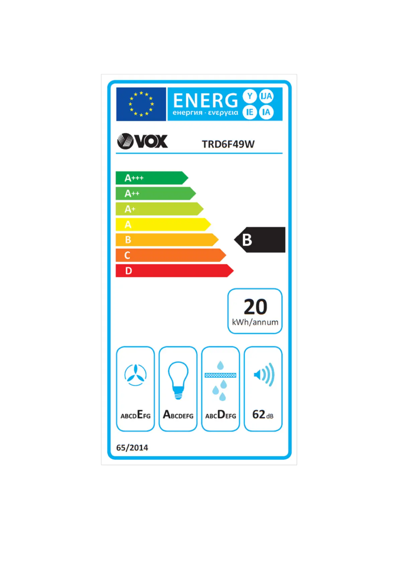 Página 1 del manual Etiqueta energética VOX TRD6F49W