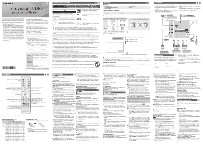 Page 1 de la notice Manuel utilisateur Samsung UN50J5000BF