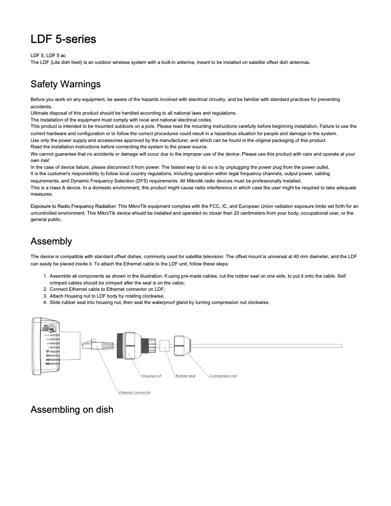 Page 1 de la notice Manuel utilisateur Mikrotik LDF 5