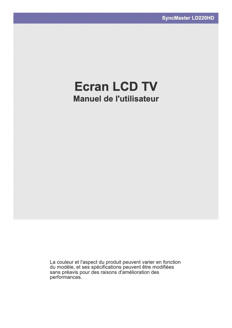 Image de la première page du manuel de l'appareil LD220HD