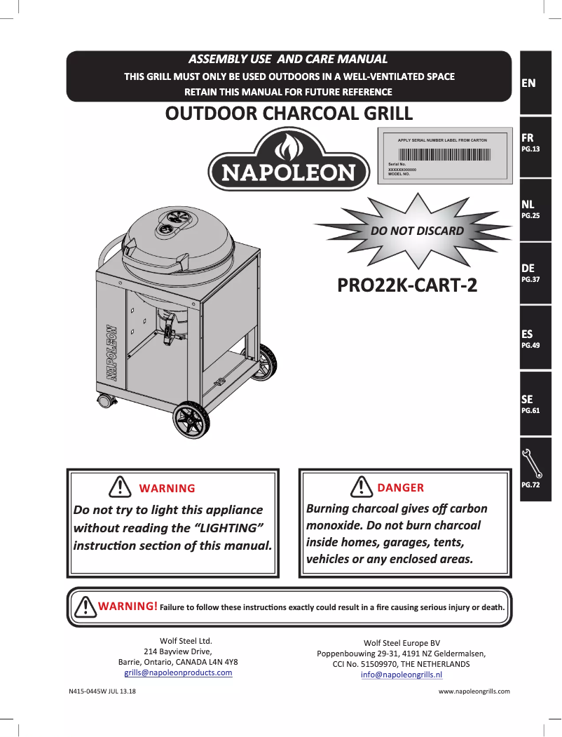 Image de la première page du manuel de l'appareil PRO22K