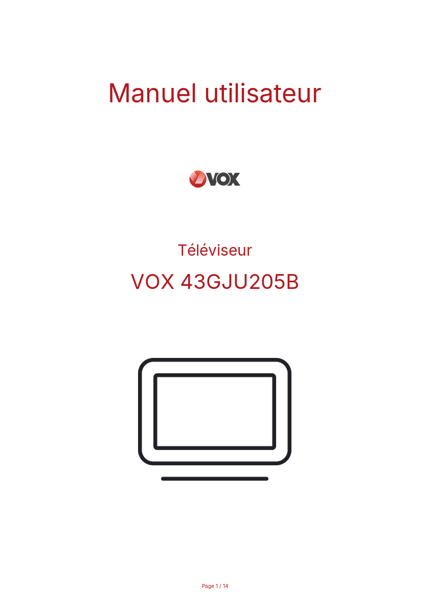 Page n°1 - Manuel utilisateur VOX 43GJU205B