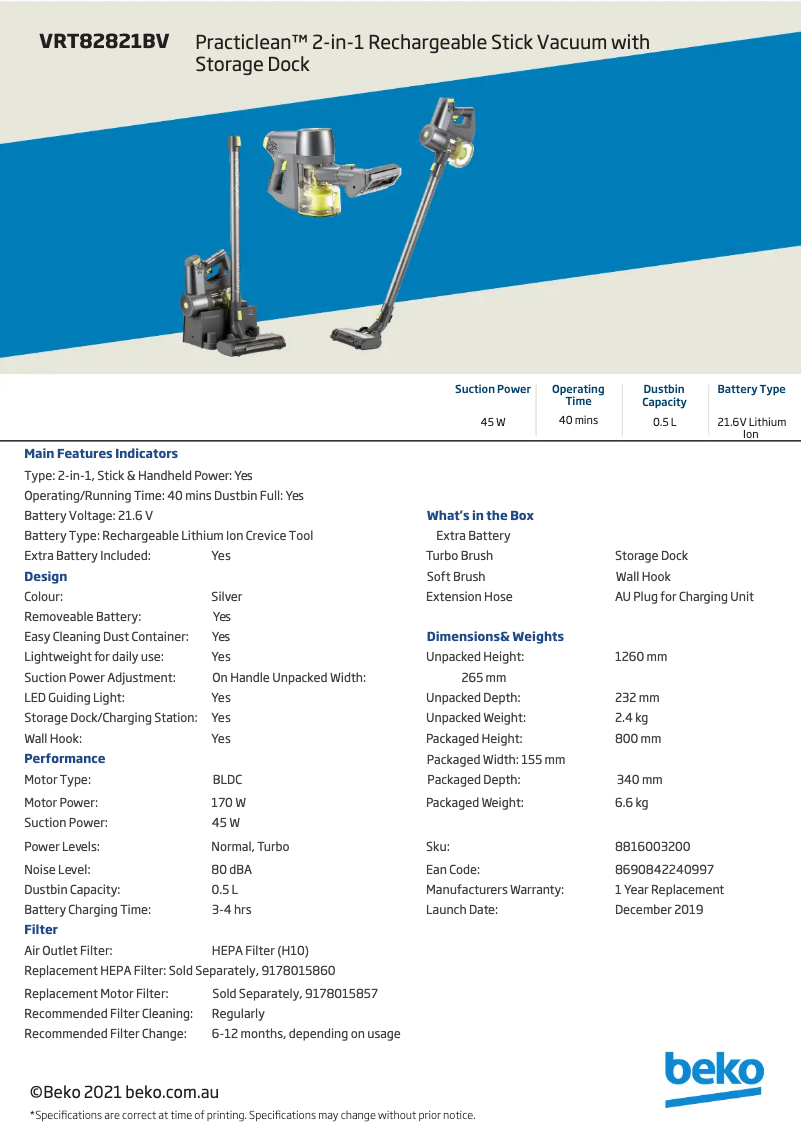 Image de la première page du manuel de l'appareil VRT 82821 BV