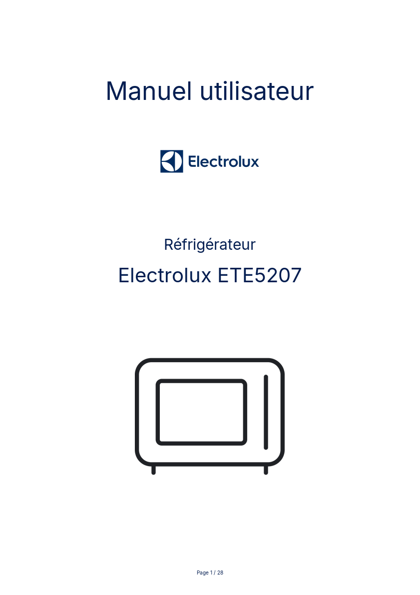Page n°1 - Manuel utilisateur Electrolux ETE5207