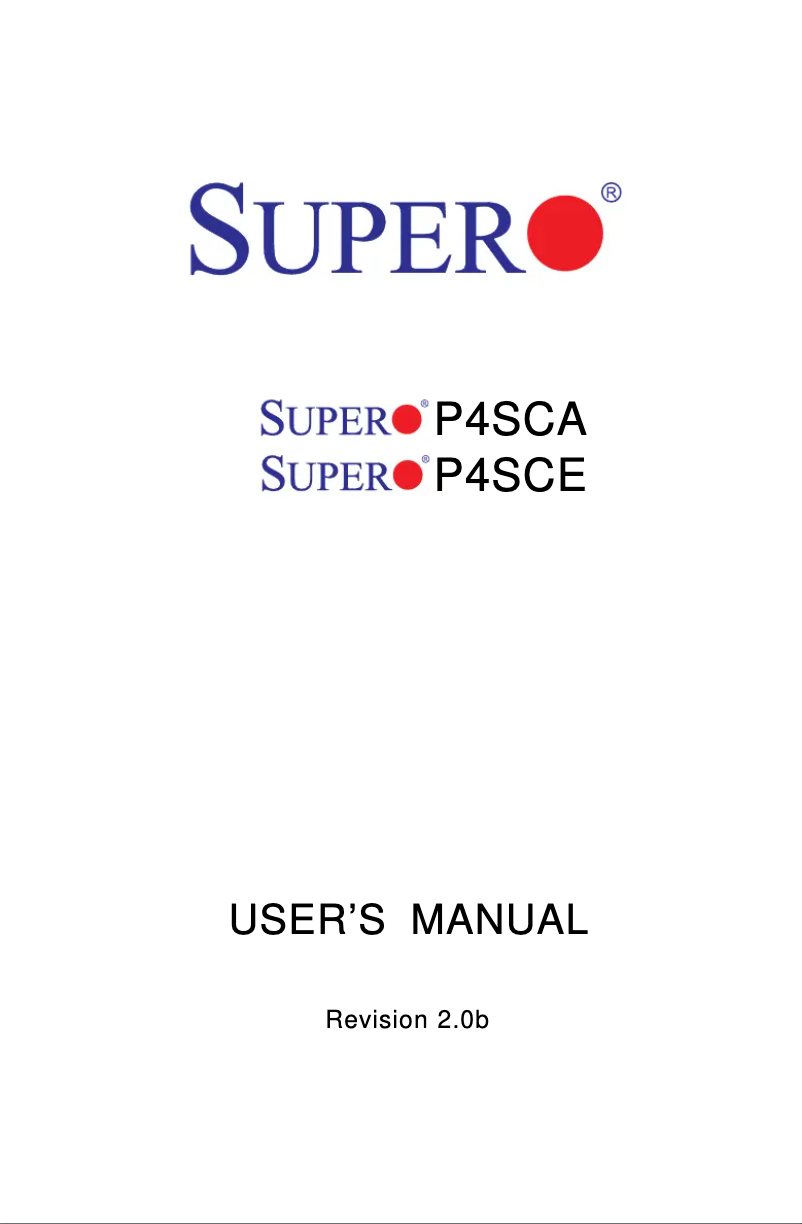Page 1 de la notice Manuel utilisateur Supermicro P4SCA