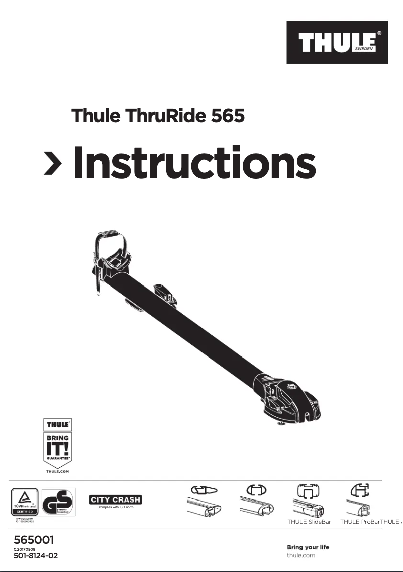 Page 1 de la notice Manuel utilisateur Thule ThruRide 565 bicycle carrier
