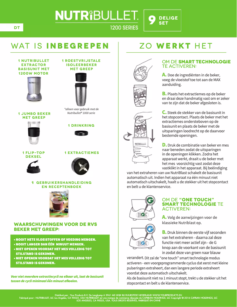 Página 1 del manual Manual de usuario Magic Bullet NutriBullet 1200