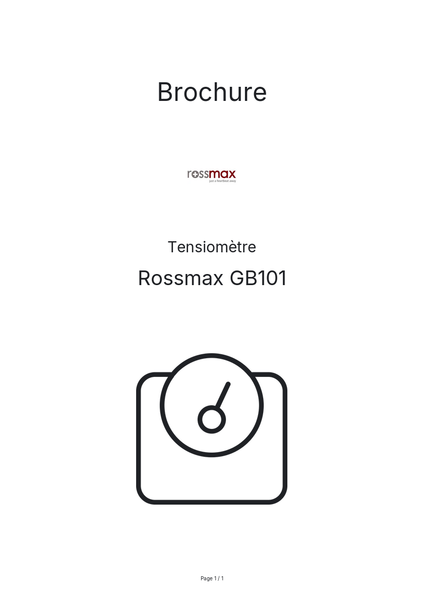 Page n°1 - Brochure Rossmax GB101