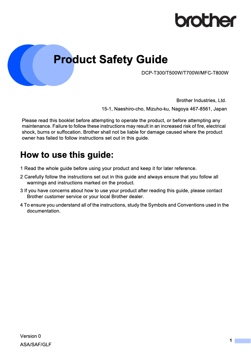 Image de la première page du manuel de l'appareil DCP-T300