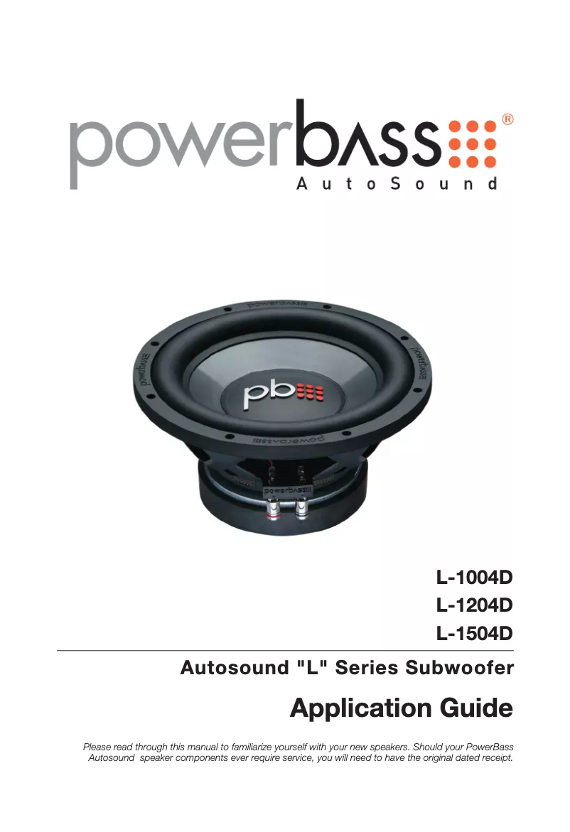 Page n°1 - Manuel utilisateur PowerBass L-1004D