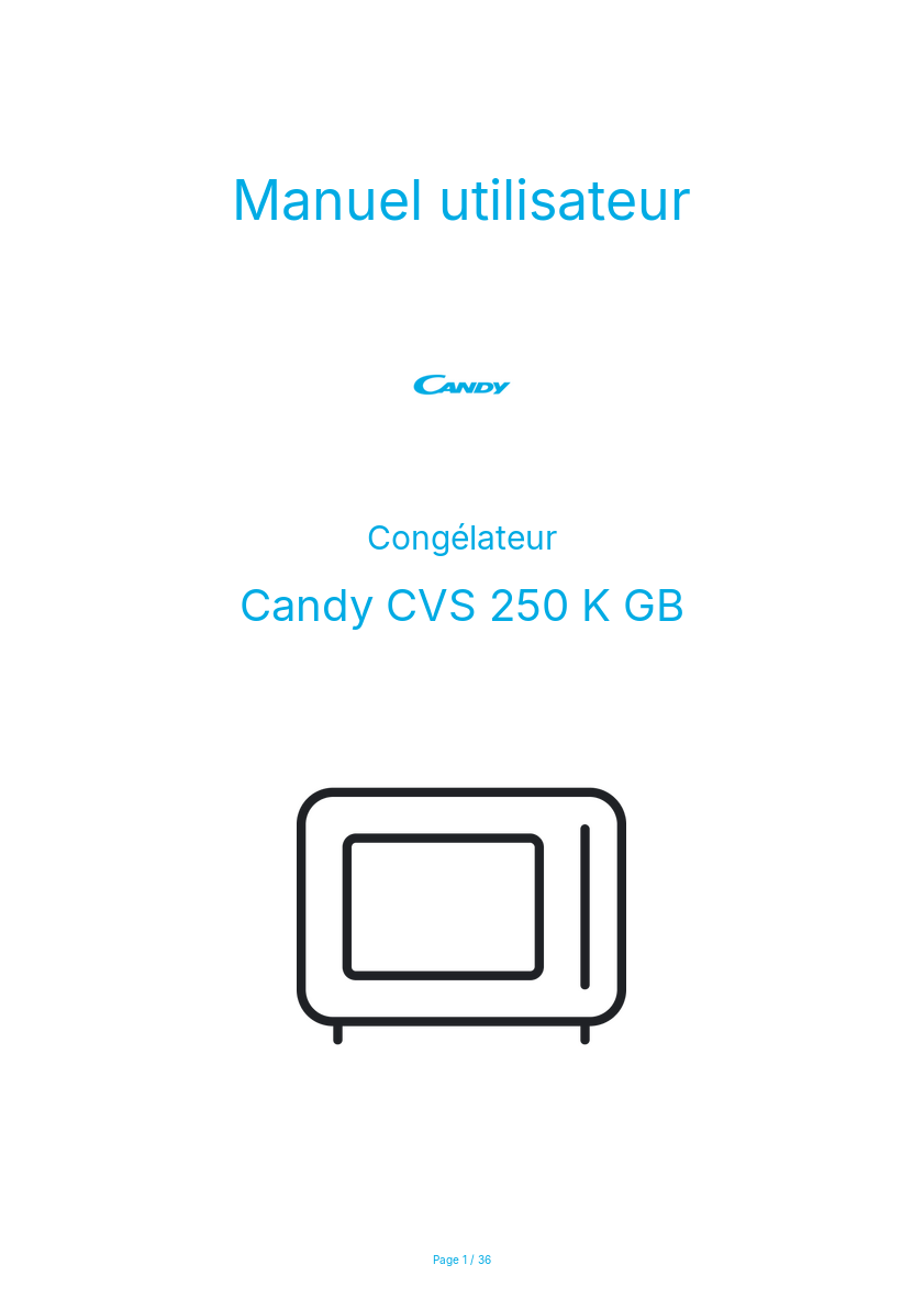 Page n°1 - Manuel utilisateur Candy CVS 250 K GB