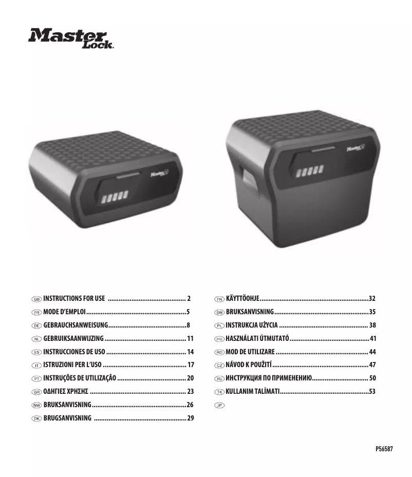 Página 1 del manual Manual de usuario Master Lock FHW40300EURHRO