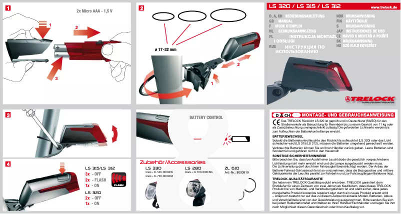 Page n°1 - Manuel utilisateur Trelock LS 315