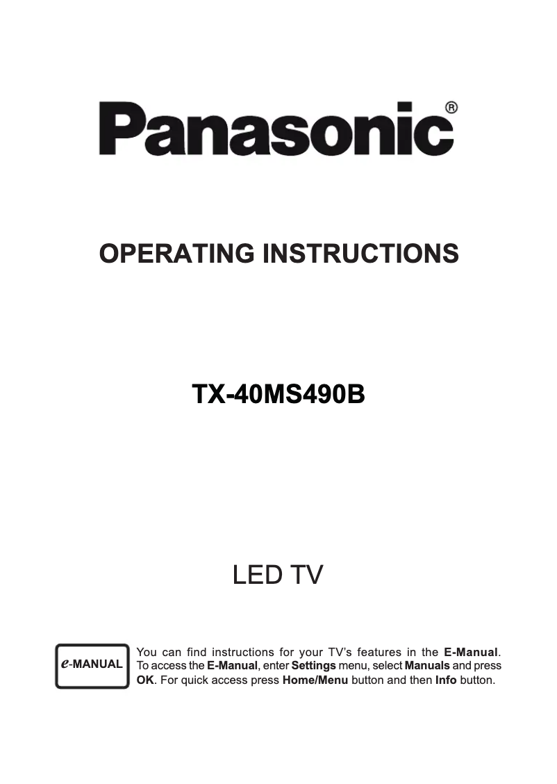 Página 1 del manual Manual de usuario Panasonic TX-40MS490B