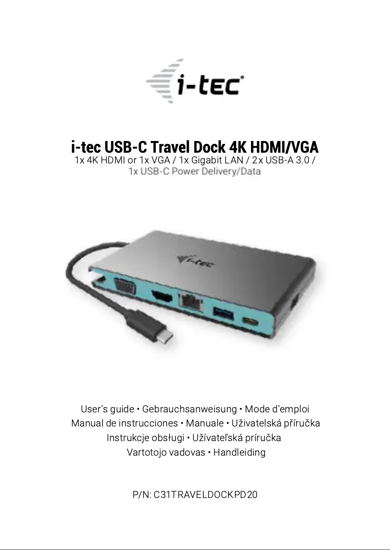 Página 1 del manual Manual de usuario i-TEC C31TRAVELDOCKPD20