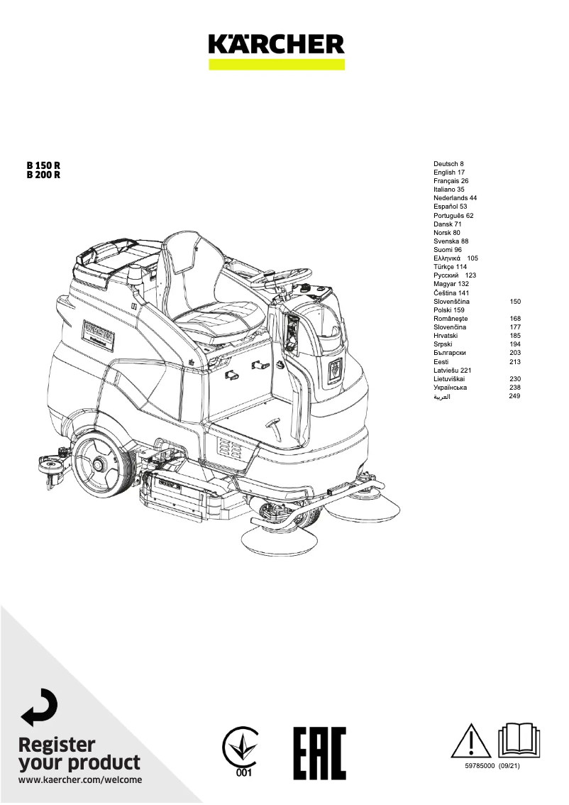 Page 1 de la notice Manuel utilisateur Kärcher B 150 R