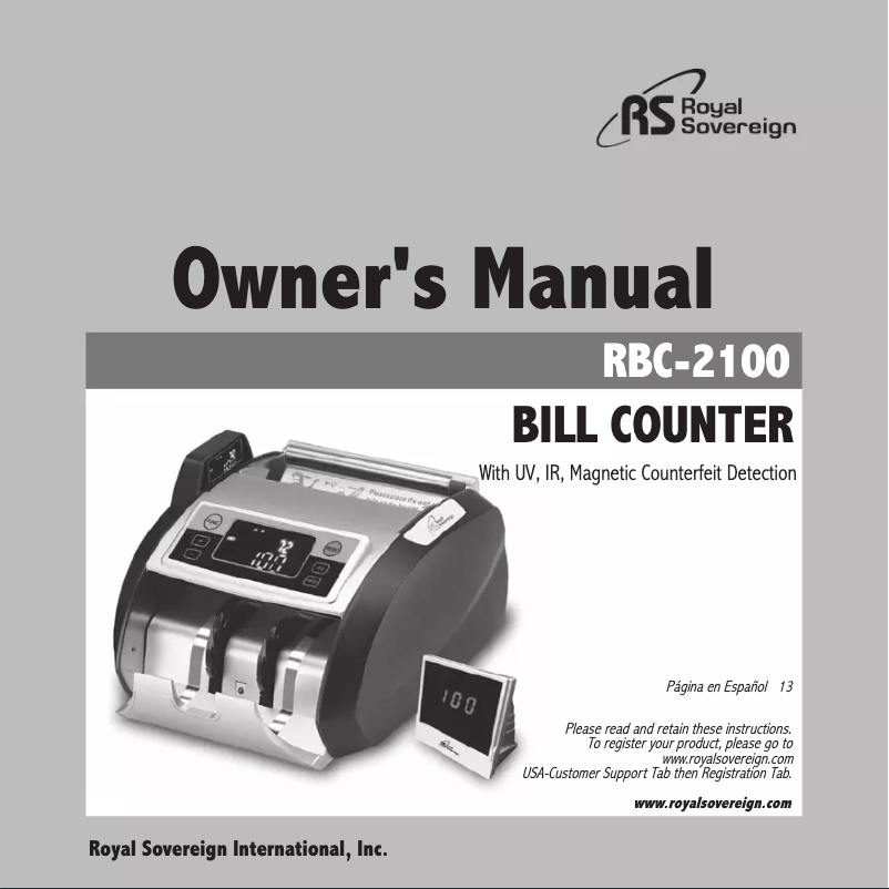 Image de la première page du manuel de l'appareil RBC-2100