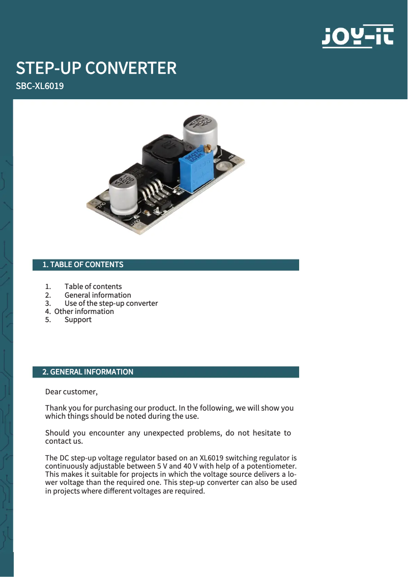 Imagen de la primera página del manual del dispositivo SBC-XL6019