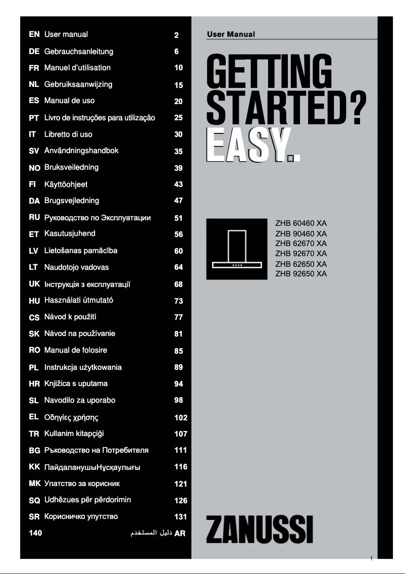 Page n°1 - Manuel utilisateur Zanussi ZHB60460XA