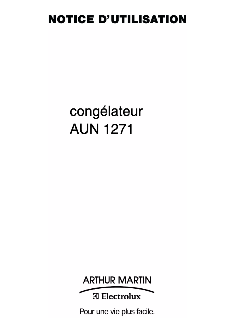 Page n°1 - Manuel utilisateur Arthur Martin-Electrolux AUN 1271