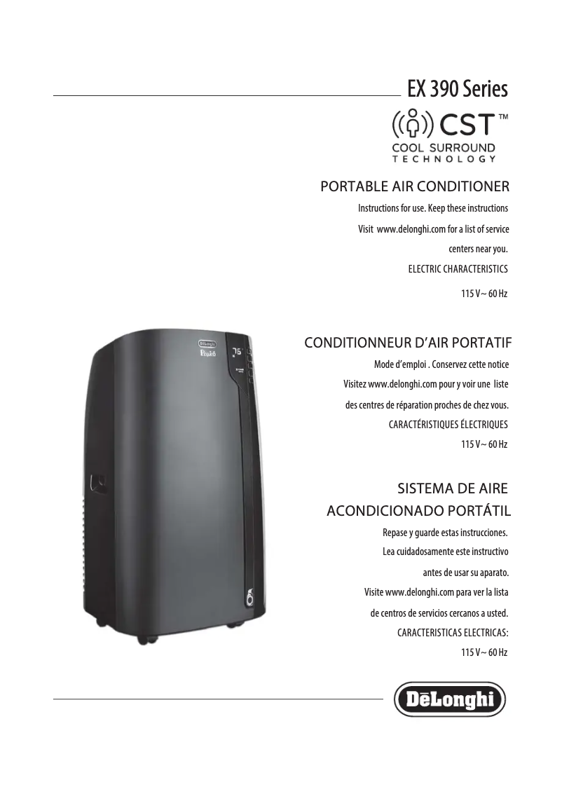 Page 1 de la notice Manuel utilisateur DeLonghi Pinguino Arctic Whisper PACEX360LVYN-6AWH