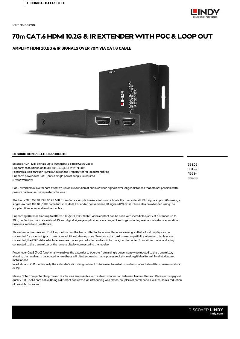 Page 1 de la notice Manuel utilisateur Lindy 38208