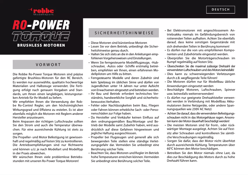 Page 1 de la notice Manuel utilisateur Robbe 5800