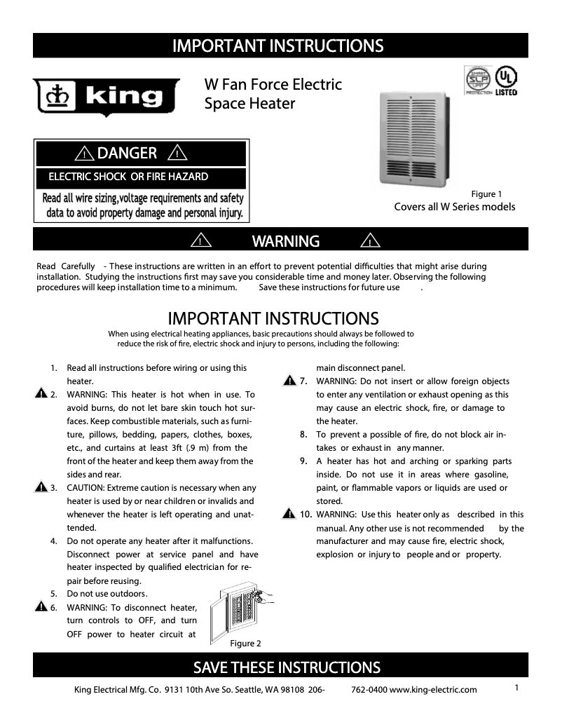Page 1 de la notice Manuel utilisateur King W2420-W