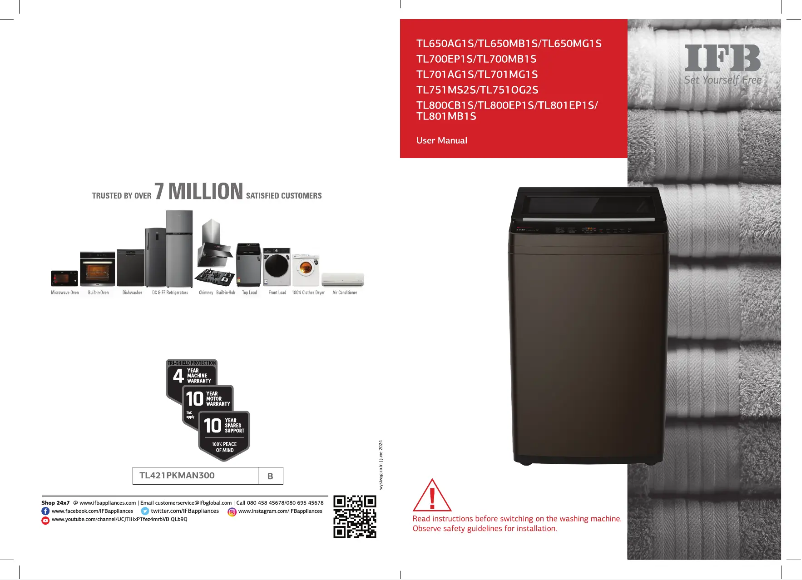 Page 1 de la notice Manuel utilisateur IFB TL751OG2S