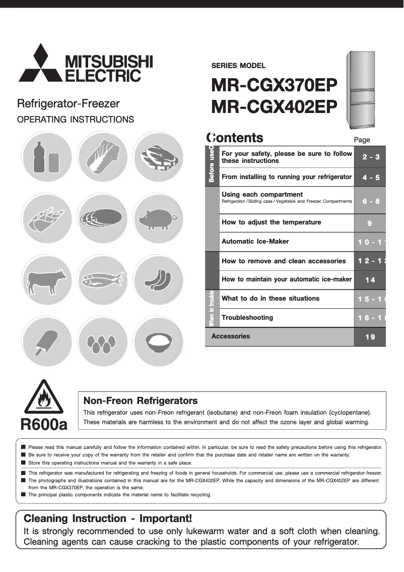 Image de la première page du manuel de l'appareil MR-CGX492EP-GBK-A2
