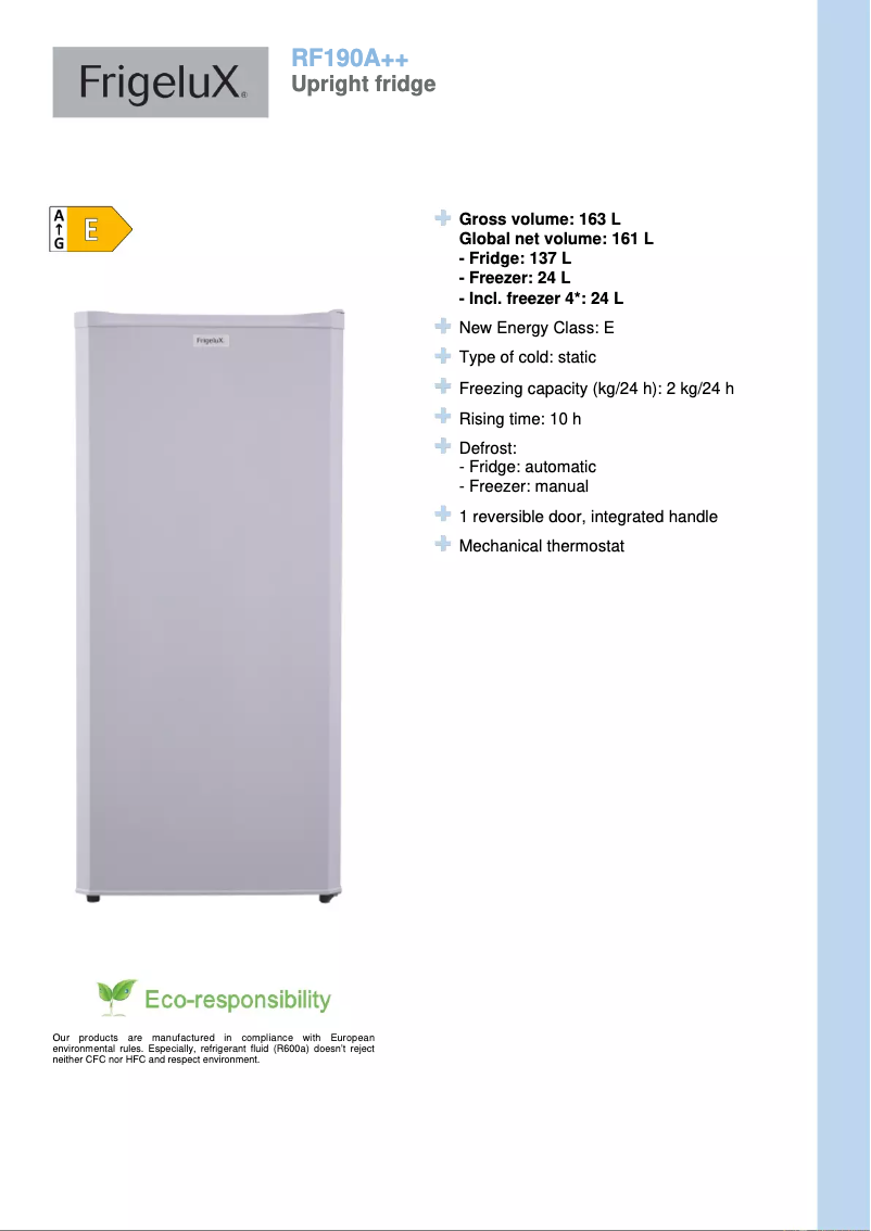 Image de la première page du manuel de l'appareil RF190A++