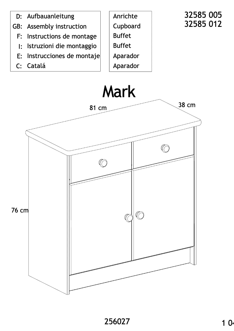 Page 1 de la notice Manuel utilisateur JYSK Tange (81x77x38)