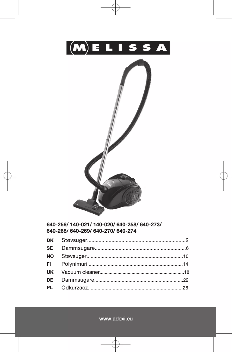 Page 1 de la notice Manuel utilisateur Melissa 640-274