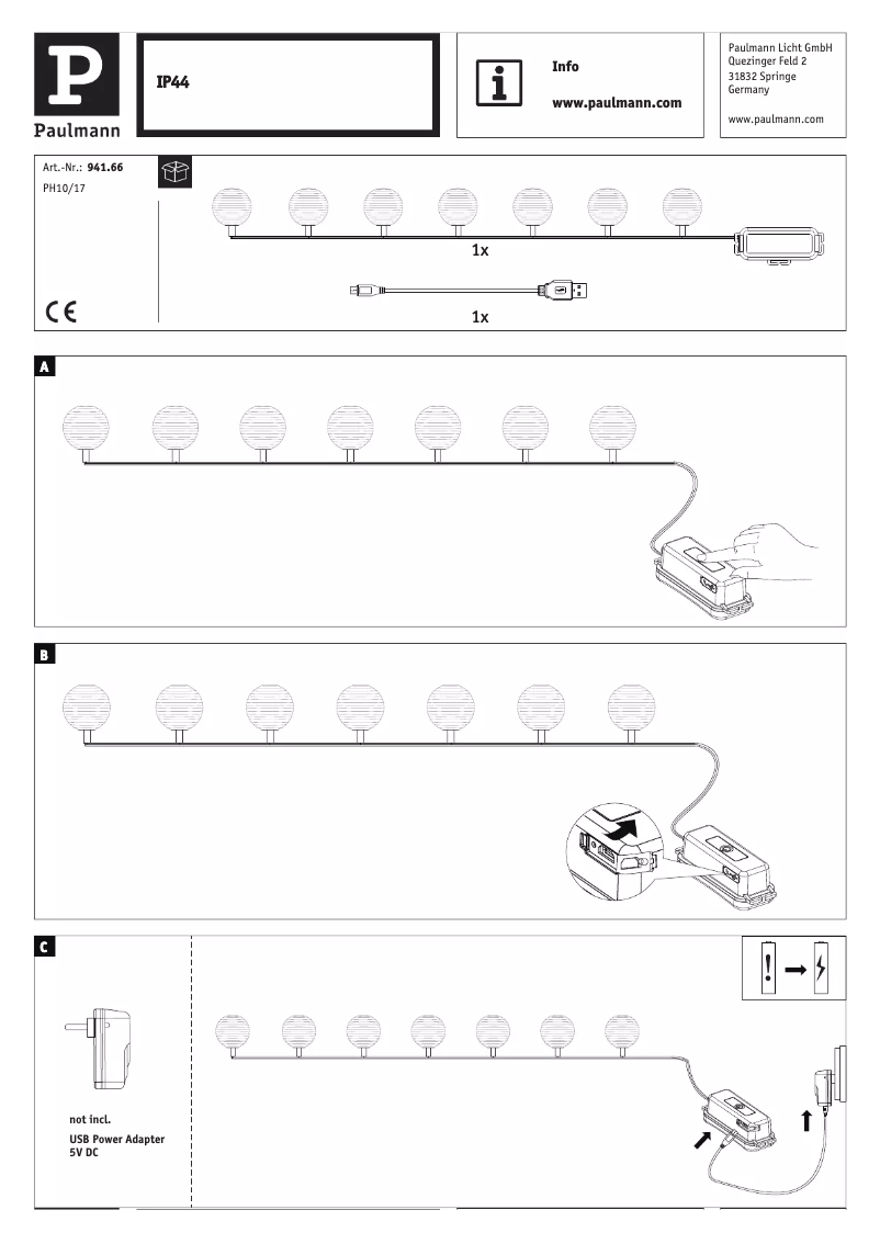 Page 1 de la notice Manuel utilisateur Paulmann 941.66