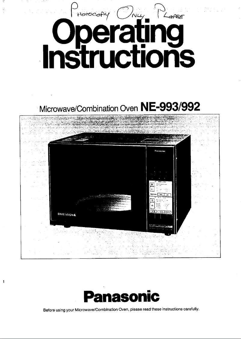 Page n°1 - Manuel utilisateur Panasonic NE-992