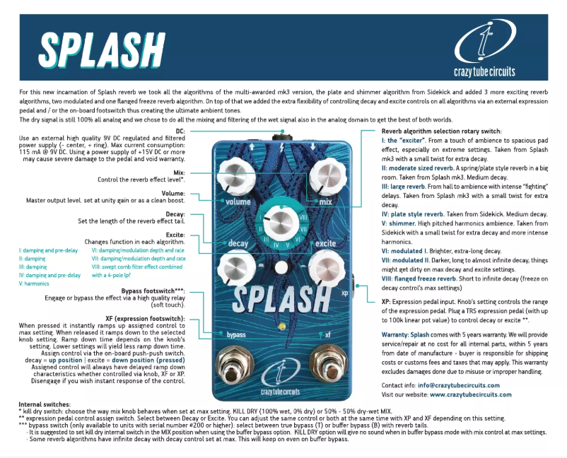 Image de la première page du manuel de l'appareil Splash VIII