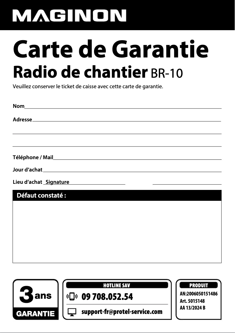 Page n°1 - Informations de garantie Maginon BR-10