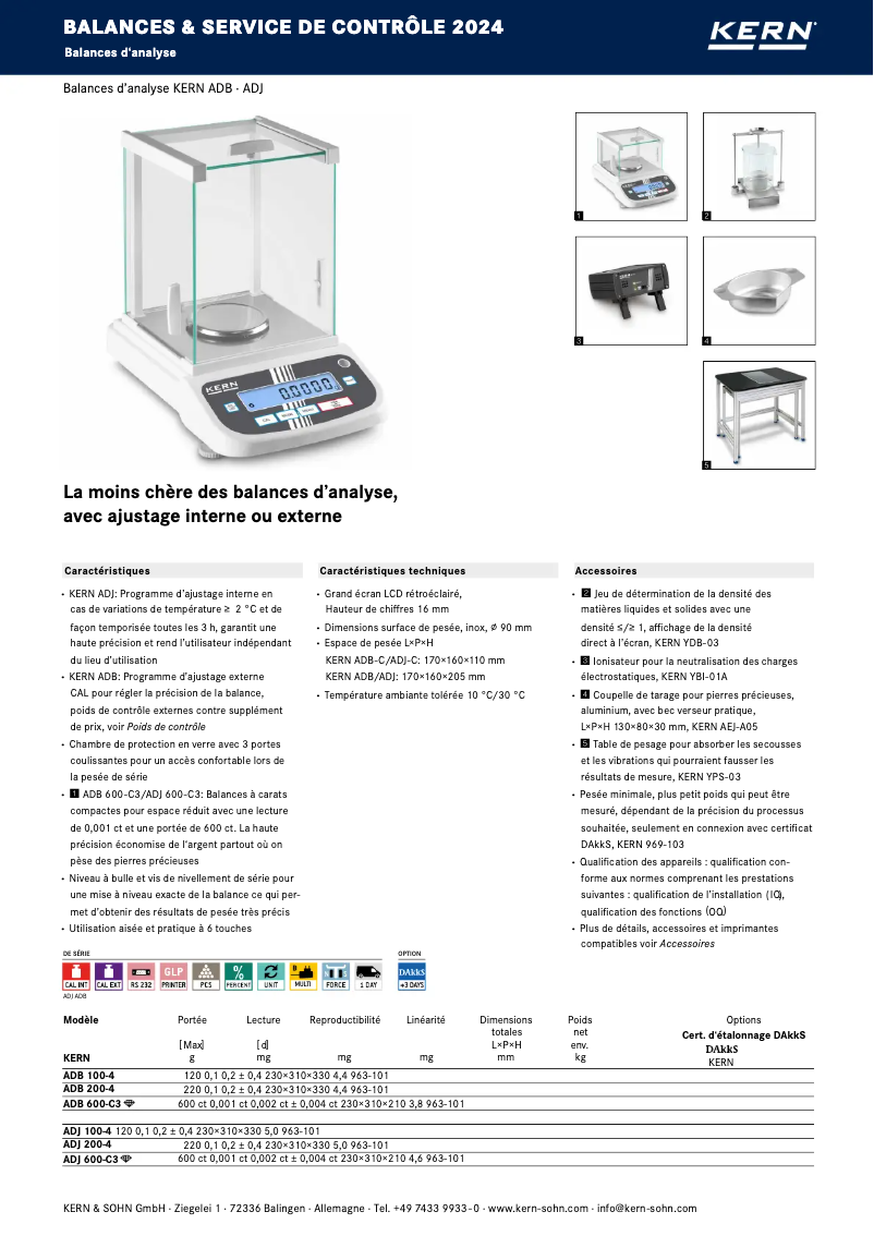 Page 1 de la notice Brochure Kern ADB 600-C3