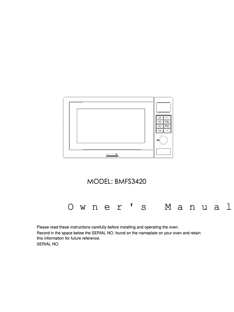 Page 1 de la notice Manuel utilisateur Baumatic BMFS3420