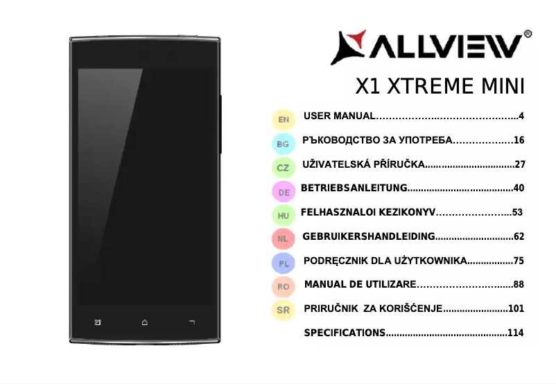 Image de la première page du manuel de l'appareil X1 Xtreme Mini