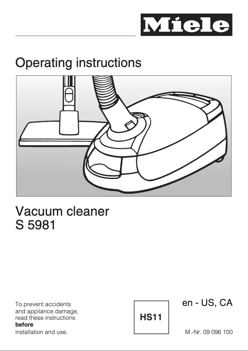Page n°1 - Manuel utilisateur Miele S 5981