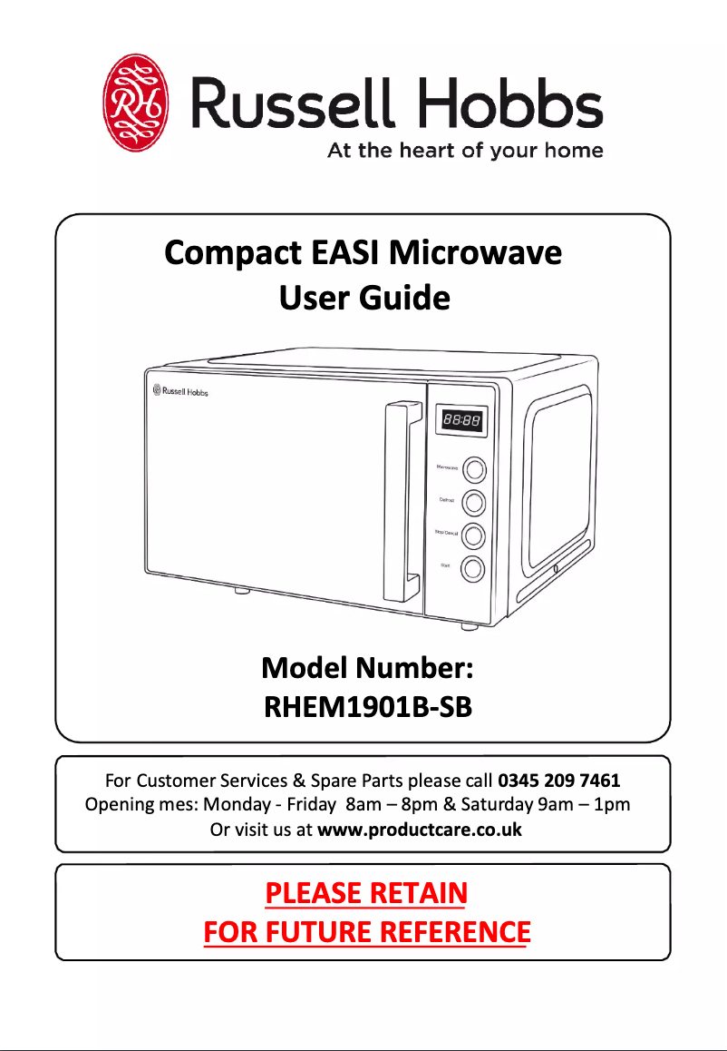Page 1 de la notice Manuel utilisateur Russell Hobbs Compact EASI RHEM1901S
