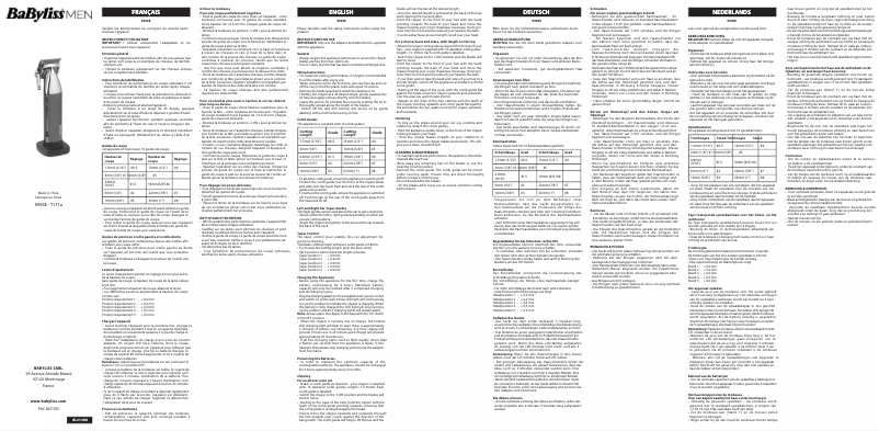 Page n°1 - Manuel utilisateur BaByliss E996E