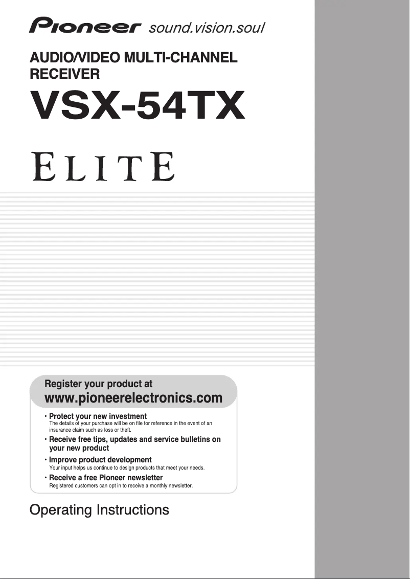 Page n°1 - Manuel utilisateur Pioneer Elite VSX-54TX
