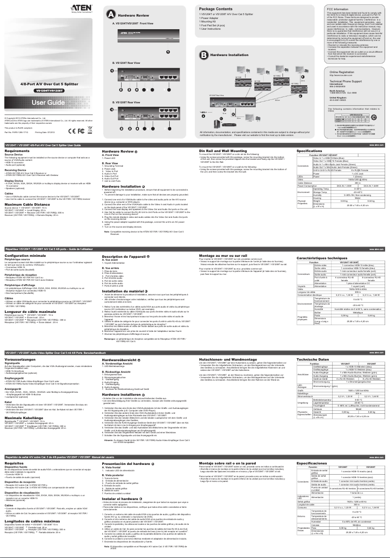 Page 1 de la notice Manuel utilisateur ATen VS1208T