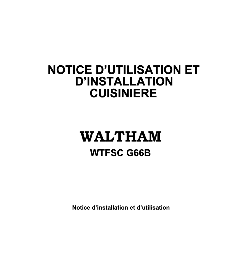 Página 1 del manual Manual de usuario Waltham WTFSC G 66 B